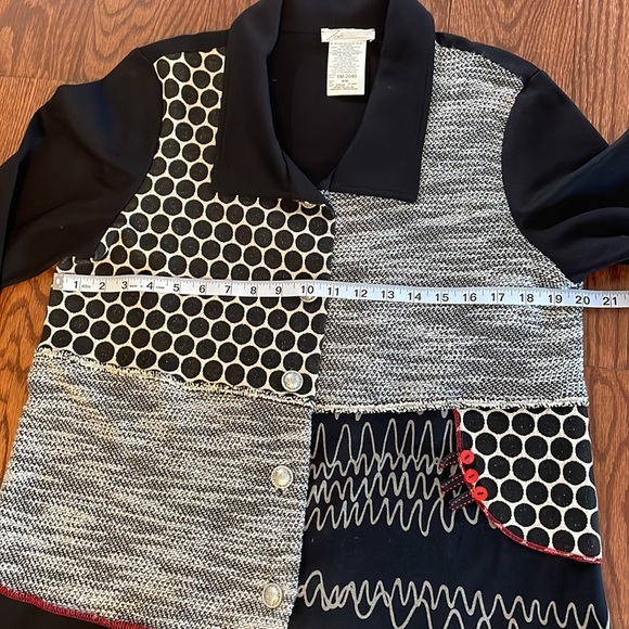 Zoe by Michael Phillips Canada multi textured pattern block cardigan relaxed Med - Picture 12 of 13